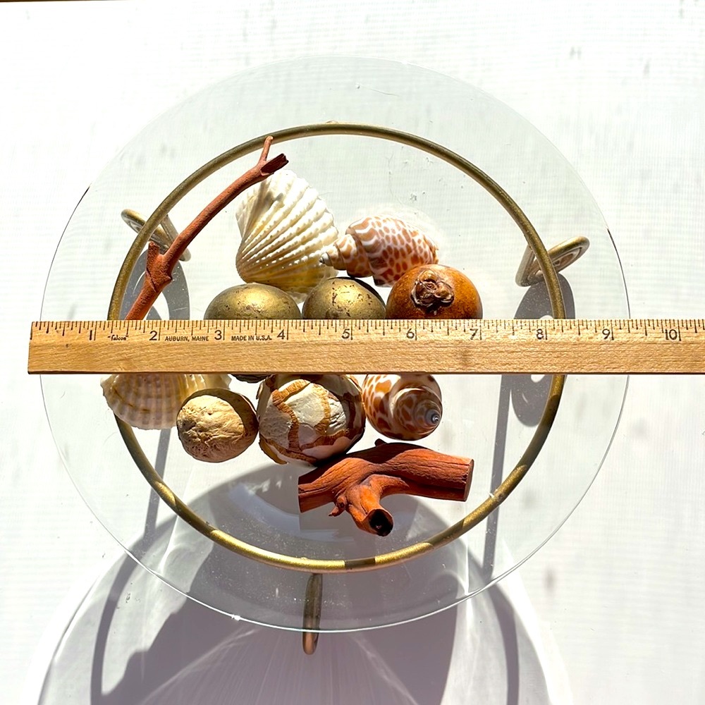 Glass Plate w/scroll base & Natural decor - Picture 5 of 6